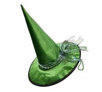 PACKOVE Cappello da Strega Verde a Punta per Feste a Tema e Cosplay, Tessuto Resistente Struttura in Filo D'acciaio, Accessorio Versatile e Unico