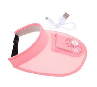 PACKOVE Cappello Visiera con Ventola Ricaricabile, Rosa, Cotone Plastico | Raffreddamento a Tre Velocità, Angolo Regolabile, 1 Pezzo, per Viaggi e Partita Estiva, Comodo
