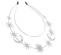 PACKOVE Cerchietto da Dea Doppio Strato in Metallo Argento Stelle, Stabile e Comodo da Indossare, per Addio al Nubilato e Matrimoni Boho Eleganti