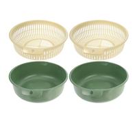 PACKOVE Cestello per Lavaggio a Doppio Strato in Plastica Verde, Scolapasta per Frutta e Verdura, Set 2 Pezzi, Drenaggio Rapido per Cucina Domestica