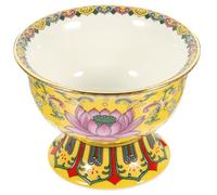 PACKOVE Ciotola in Ceramica Gialla per Culto Buddista, Decorativa e Versatile la Casa, Bowl Decorativo Resistente e Adatto a Preghiere e Offerte