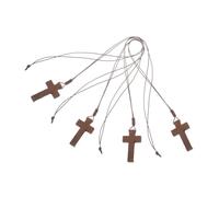 PACKOVE Collana Con Croce In Legno Da 4 Pezzi Collana Con Ciondolo Religioso Retrò Con Cordino - Per Uomo E Donna Gioiello Con Versetto Della Bibbia E Bomboniera