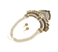 PACKOVE Collana Importante Da Donna Con Nappa Moneta e Orecchini Set Di Gioielli Punk Bohémien Con Catena Spessa Per Celebrazioni e Stile Di Vita Attivo