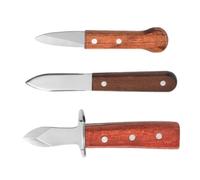 PACKOVE Coltello per Ostriche 3 Pezzi Manico in Legno e Lama in Acciaio Inossidabile, Strumento per Aprire Conchiglie e Capesante, Impugnatura Confortevole e Risparmio di Stili multipli