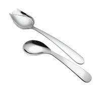 PACKOVE Cucchiai da Tavola Angolati in Acciaio Inox Set 2 Pezzi, Cucchiaio Pratico Ergonomico per Anziani e Pazienti, Utensili per Alimentazione Assistita a Letto, Posate Leggere e Sicure