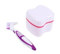 PACKOVE Custodia Per La Pulizia Del Fermo Tazza Di Pulizia Del Fermo Pulitore Della Custodia Del Fermo Tazze Di Contenimento Per L'ammollo Contenitore Per Denti Finti Rosso Plastica