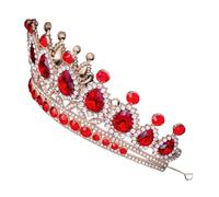 PACKOVE Di Diamante Barocco Copricapo Fasce Per Tiara Per Compleanno Corone Di Strass Per Le Donne Doccia Di Costume Rotonda Quinceanera Nuziale Rosso Lega Di Zinco