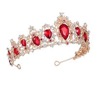 PACKOVE d'oro corone del matrimonio per la sposa Diademi per ragazze diadema principessa d'epoca nuziale Coppia di moda della sposa Accessori fotografici rosso