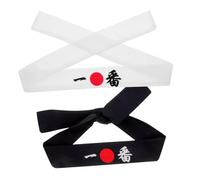 PACKOVE Fascia Larga per Chioma da Chef Sushi e Karate, Set 2 Pezzi in Cotone Traspirante, Fascia da Cucina e Sportiva Giapponese Antiscivolo per Samurai, Ninja e Fitness