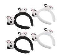 PACKOVE Fascia per Chioma a Forma di Panda per Bambine, Set 4 Pezzi di Cerchietti Pelosi Neri e Chiari, Accessori per Feste a Tema e Cura del Viso, Fascia Morbida e Leggera e Ragazze