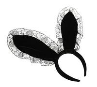 PACKOVE fascia per orecchie da coniglio fascia per in pizzo dell'orecchio cosplay Bunny fasce nere copricapo da festa pelo dell'io di coniglio in plastica Nero