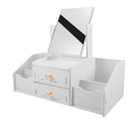 PACKOVE Organizer Porta Trucchi da Tavolo Multifunzionale con Specchio, Mobiletto Portaoggetti con Cassetti Salvaspazio per Cosmetici, Gioielli e Prodotti la Cura della Pelle,