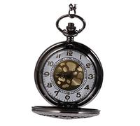 PACKOVE Orologio Da Tasca Vintage Con Catena Orologio Pendolo Con Design Intagliato e Numeri Romani Per Compleanni Natale e Occasioni Speciali Nero