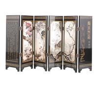 PACKOVE Paravento Pieghevole in Legno Naturale Decorativo, Piccolo Divisorio per Ambienti Motivi Artistici Cinesi, Ornamento da Scrivania per Casa e Ufficio, Complemento D’arredo