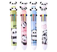 PACKOVE Penna Sfera Panda Portatile Multifunzione 10 Colori, 4 Pezzi in Plastica, Facile da Usare per Festa Scuola Decor, Disegno e Appunti Studenti