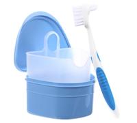 PACKOVE Porta Dentiera Con Spazzola Contenitore Per Igiene Con Filtro Per Pulizia e Conservazione Scatola Per Dentiere e Apparecchi Compatte