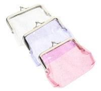 PACKOVE Portamonete Trasparente Glitter 3 Pezzi Bianco Viola Rosa, Portamonete da Donna Piccolo e Portafoglio Mini per Monete, Borsa per Monete Portatile per Ufficio, Viaggio e Scuola
