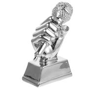 PACKOVE Premio Microfono Decorativo in Resina Argentata, Piccolo e Resistente, Riconoscimento per Concorsi Canori e Competizioni Musicali della Comunità Scolastica