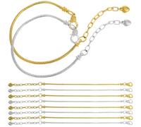 PACKOVE Set 10 Bracciali Ciondolo a Catena a Serpente in Metallo Lunghezza Regolabile 20 CM Colori Oro e Argento Braccialetti da Donna e Ragazza per Accessori Moda e Creazioni Fai da