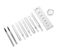 PACKOVE Set 11 Pezzi Utensili per Bottoni Automatici in Metallo Argento, Kit Punzoni per Bottoni e Rivetti in Pelle, Strumenti per Decorazioni Fai-da-Te su Borse