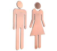 PACKOVE Set 2 Pezzi Cartelli Identificativi Bagno in Acciaio Inox Resistente, Marcatori Porta Maschile e Femminile Finitura Rame Spazzolato, Adatti per Hotel, Ristoranti e Locali Pubblici