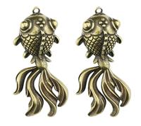 PACKOVE Set 2 Pezzi Ciondoli Portachiavi Resistenti e Facili da Appendere a Forma di Pesce Dorato Antico in Ottone per Decorazioni e Produzione Fai-da-te