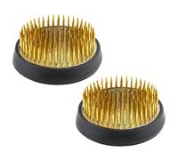 PACKOVE Set 2 Pezzi Portafiori Aghi in Rame 61 Punte, Base di Fissaggio Rotonda 3,4 Cm per Composizioni Floreali Giapponesi, Strumento per Piantare Fiori e Supporto Steli per Artigianato