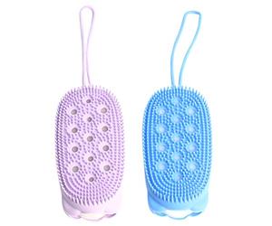PACKOVE Set 2 Pezzi Spugna Esfoliante Corpo in Silicone e Spugna Doppia Faccia per Rimuovere Pelle Morta e Massaggio Rilassante per Doccia e Bagno a Casa Colore Casuale