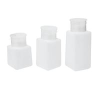 PACKOVE Set 3 Bottiglie Alcol Plastica Bianco 150ml 200ml 250ml Pompa Push-down Anti Volatilizzazione per Cosmetici Uso Casa e Viaggio