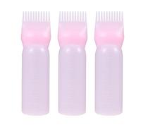 PACKOVE Set 3 Bottiglie Applicatore per Tintura Chioma Pettine Radice in Plastica Rosa, per Applicare Trattamenti al Capelluto in Salone