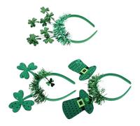 PACKOVE Set 3 Fasce per Chioma Trifoglio e Brillantini per Giorno di San Patrizio, Accessori Regolabili per Feste e Celebrazioni Irlandesi, Fasce Verdi per Donna e Ragazza
