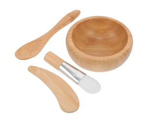 PACKOVE Set 4 Pezzi Ciotola per Maschere Viso in Legno Cucchiaio e Pennello, Strumenti per Preparare Maschere Cosmetiche Fai da Te per Donne e Trattamenti Spa Stili multipli