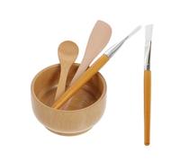 PACKOVE Set 5 Pezzi Ciotola in Legno 10-12 CM per Pennelli Cucchiaio e Bastoncino per Mescolare Strumenti per Maschere Fai da Te per Uso Domestico e Professionale