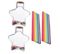 PACKOVE Set Bottiglie dei Desideri Decorativa in Plastica Trasparente con Stelle Origami Colorate, Contenitori Paesaggistici per Decorazioni Fai da Te e Regalo per Ragazze, Accessori