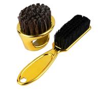 PACKOVE Set da 2 Spazzole Professionali per Barba e Collo da Barbiere Impugnatura ad Anello, Spazzola Pulente per Rimozione Peli e Polvere, Finitura Placcata Elegante, Delicate