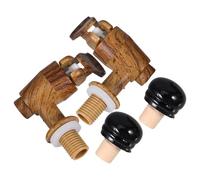 PACKOVE Set da 2 Tappi e Rubinetti in Plastica per Botte da Vino, Design Rustico in Legno, Versamento Comodo, Accessori per Bar e Feste a Casa