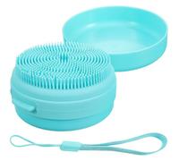 PACKOVE Spazzola da Bagno in Silicone Blu, Massaggiatore Portatile per Doccia, Spazzola per Lavaggio della Testa del Bambino, Scrub per il Corpo con Corda per Appendere, 8.5 x 8.5 x 5 cm