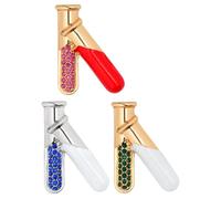 PACKOVE Spilla Decorativa a Forma di Provetta in Lega Strass, Set da 3 Pezzi Colorati (Rosso, Verde, Blu), Spilla Sperimentale Compatta per Abbigliamento, Adatta per Feste, Cerimonie e