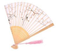 PACKOVE Ventaglio Pieghevole Vintage in Bambù Bianco per Matrimoni, Ventola Portatile Elegante e Confortevole, Souvenir Unico per Viaggi e Cerimonie