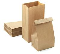 PACKRA - 100 Sacchetti di Carta Kraft 9 x 17 x 5,5cm, Borse Regalo Carta con Base, Sacchetti Carta per Alimenti, Dolci, Caramelle, Sacchetto Pane, Calendario dell'Avvento (100pc, 9cm x 17cm x 5.5cm)