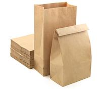 PACKRA - 25 Sacchetti di Carta Kraft 14 x 26 x 7cm, Borse Regalo Carta con Base, Sacchetti Carta per Alimenti, Dolci, Caramelle, Sacchetto Pane, Calendario dell'Avvento (25pc, 14cm x 26cm x 7cm)