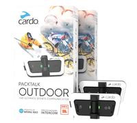 CARDO PACKTALK OUTDOOR Sistema di comunicazione per casco, ottimo per sci, snowboard e ciclismo (bianco, doppio)