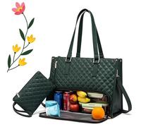 Packuum Lunch Tote Bag, Packuum 3 in 1 Tote Bag for Women, Tote and Luxe Co Bags with Laptop Pocket, for Work Travel (Green*A)