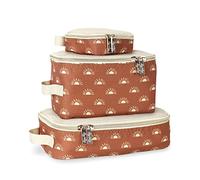 Packwürfel - Set mit 3 Packwürfeln oder Reise-Organizern; jeder Würfel verfügt über eine Netzoberseite, doppelte Reißverschlüsse