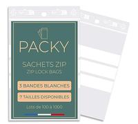 PACKY - Bustine Trasparenti Richiudibili 4x6 Cm - 500 Pezzi - 3 Bande Bianche