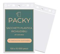 PACKY - Bustine Trasparenti Richiudibili - Scelta Di Dimensioni - Sacchetti Plastica Richiudibili - Sacchetti Per Alimenti Trasparenti - Sacchetti Con Zip - 5x7 cm Lotto di 5000