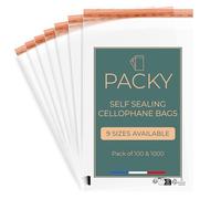 PACKY - Sacchetti Trasparenti Per Confezioni - Sacchetti Cellophane Adesivi - Scelta Di Dimensioni - Buste Trasparenti Per Regali - Buste Plastica Richiudibili - 16x22 cm Lotto di 1000