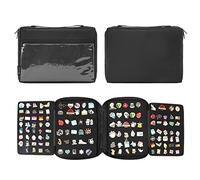 PACMAXI - Custodia per esposizione spille, custodia da viaggio e organizer (spille non incluse) (nero, con raccoglitore da 4 pagine)