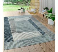 Paco Home Da interni e esterni, da terrazza e balcone, anti-intemperie, geometrico moderno, Dimensione:60x100 cm, Colore:Blu