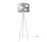 Paco Home Lampada Da Terra Bambini Lettura Cameretta Paralume Tessuto Rotondo Stelle Luna Bebè E27, Colore:Design 9 (Ø45,5 cm), Tipo di lampada___Colore:Lampada da terra a treppiede - Bianca